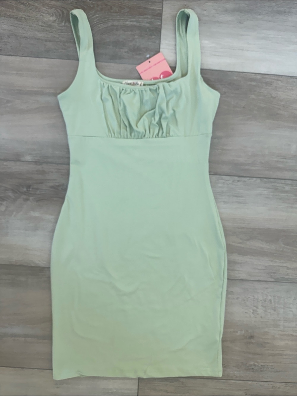 Sleeveless Mint Green Ruched Bodice Dress
